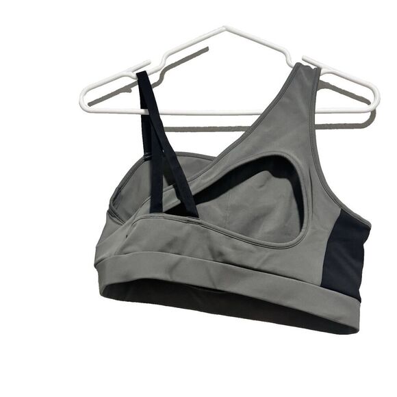 Gymshark Asymmetric Sports Bra Smokey Gray Black Light Support Size Medium - Picture 2 of 6